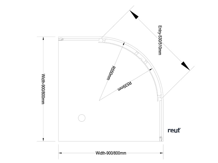 Aqualine ARLETA štvrťkruhová sprchová zástena 800x800mm, číre sklo HLS800Y