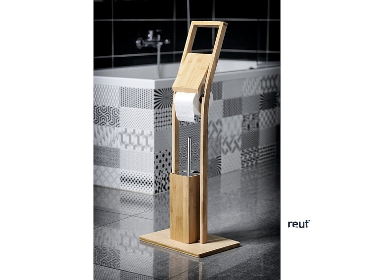 Aqualine SNOW WC kefa na postavenie, biela/bambus 7582