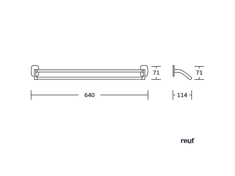 Aqualine RUMBA dvojitý držiak uterákov 600mm, chróm RB111