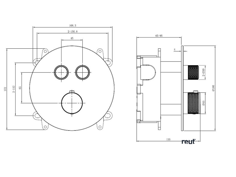 kielle Oudee Termostatická batéria pod omietku, vrátane telesa, na 2 spotrebiče, chróm 10602200