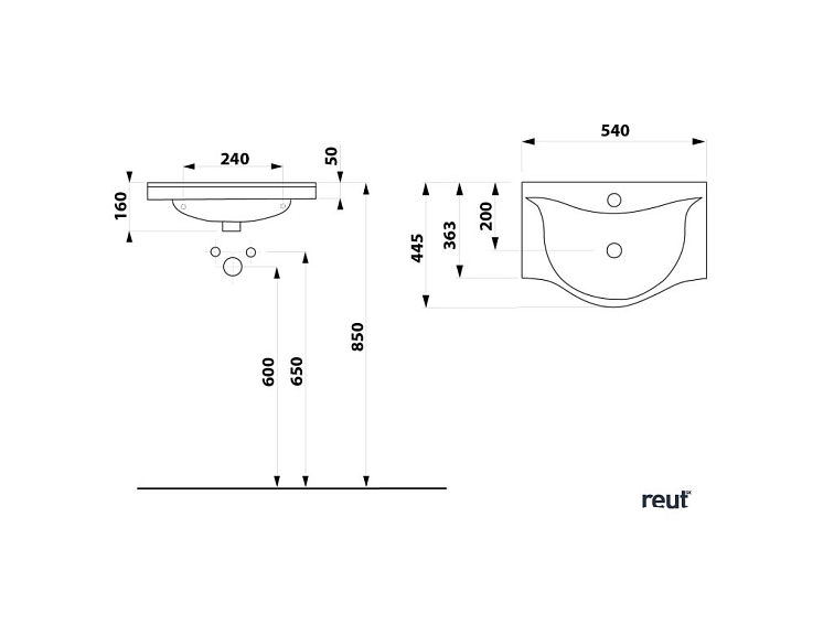 Aqualine ZARA 55 keramické umývadlo nábytkové 54x44,5cm, biela 10055