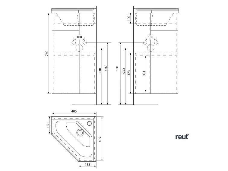 Aqualine ZOJA umývadlová skrinka 40,5x74x40,5cm, biela 50345