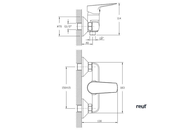 Aqualine LOTTA nástenná sprchová batéria, chróm LT611