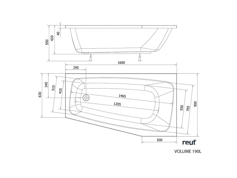 Aqualine BEROUNKA Rohová vaňa 160x90x42 cm, ľavá ,biela A1690