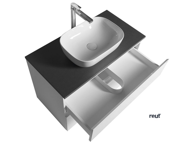 Aqualine ALTAIR II ALTAIR skrinka s doskou 87,5 cm, biela/antracit bridlica AI290-03