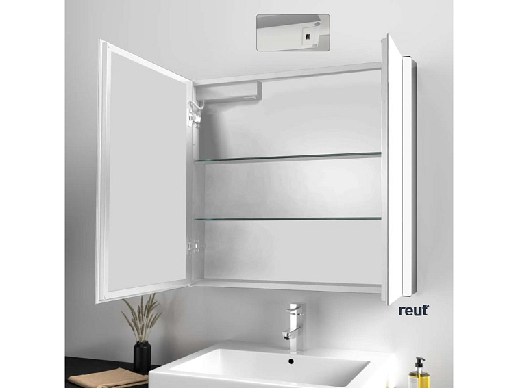 kielle Arkas I Zrkadlová skrinka s LED osvetlením, vyhrievaním a USB portom, 80x70x13 cm, biela 50111810