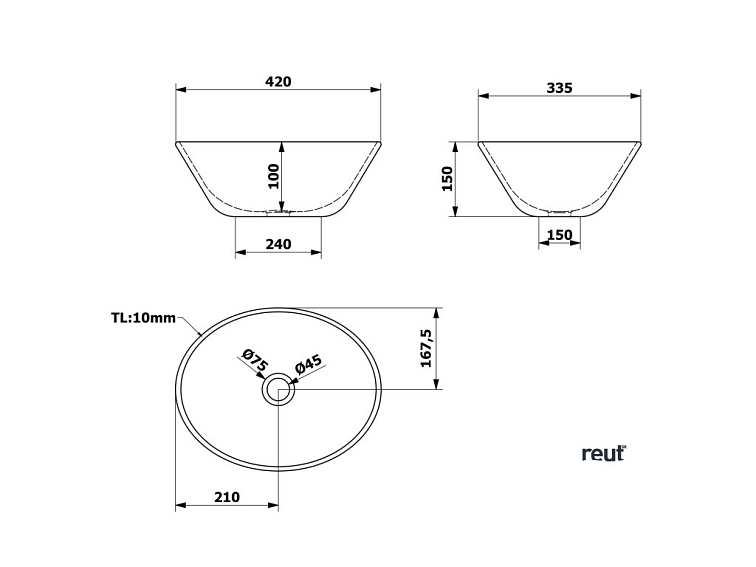 Aqualine Keramické umývadlo 42x34cm, na dosku, biela 49412