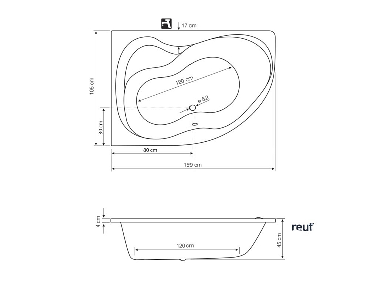 Aqualine CIDLINA vaňa 160x105x45cm, ľavá, biela G3615