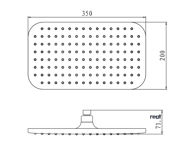 Aqualine Hlavová sprcha, 200x350mm, ABS/čierna mat SC296
