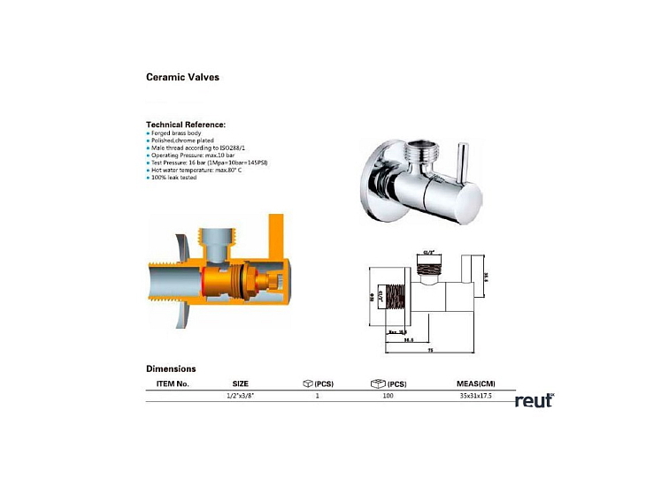 Aqualine Rohový kuľový ventil 1/2"x3/8“, guľatý, chróm 5317