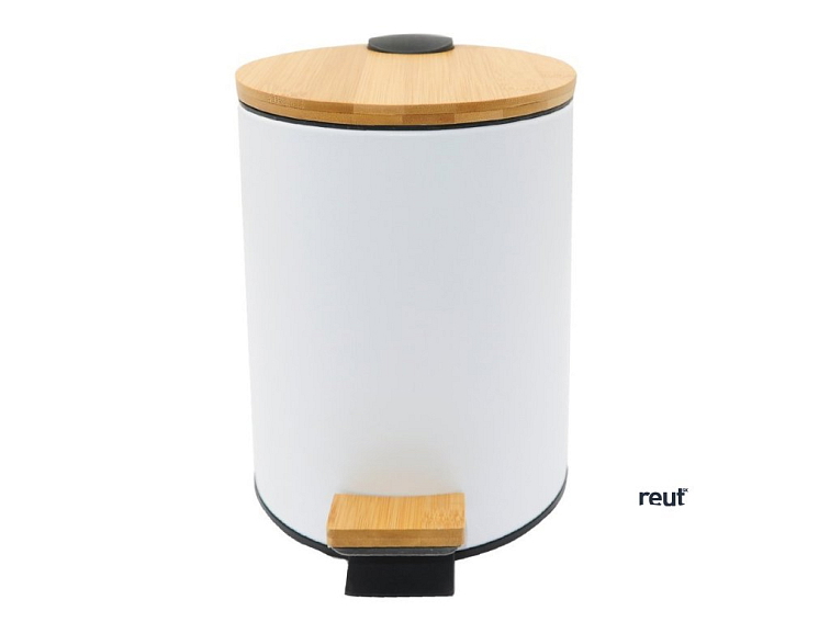 Aqualine SNOW BAMBUS odpadkový kôš guľatý 3l, Soft close, biela mat BI006