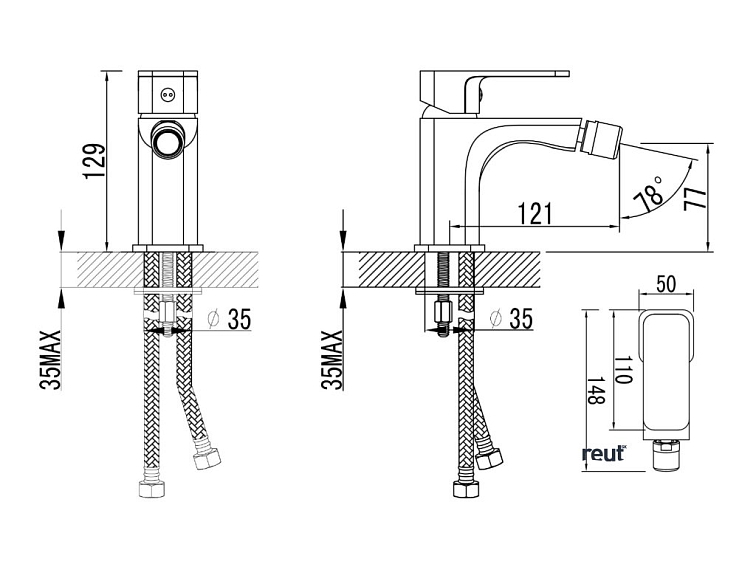 Aqualine FACTOR stojanková bidetová batéria, chróm FC203