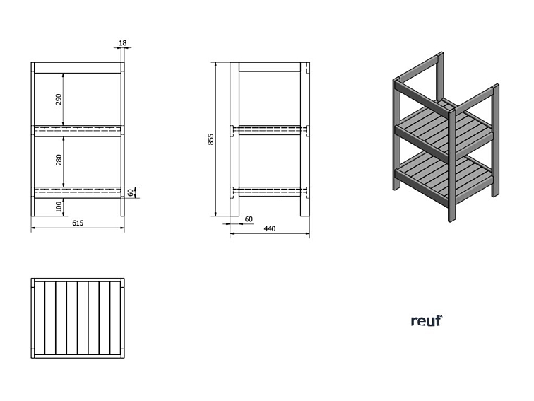 Aqualine ETIDE policová umývadlová skrinka 61,5x85x44 cm, matná biela ET610
