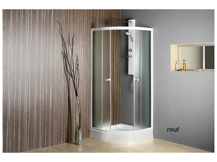 Aqualine ARLEN štvrťkruhová sprchová zástena 800x800mm, sklo Brick BTR800