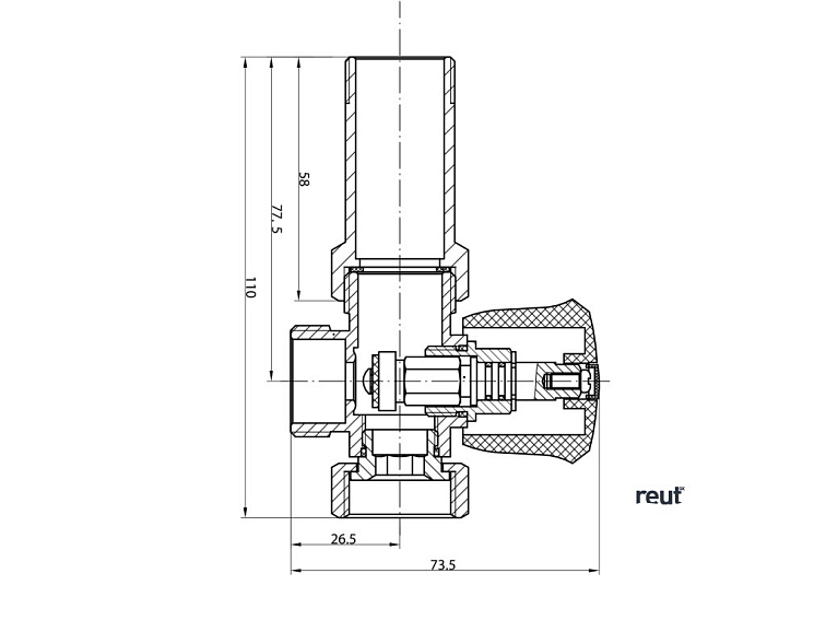 Aqualine Ventil pre práčku pred nástennou bateriou so spätným ventilom 3/4"x3/4“, chróm 5315