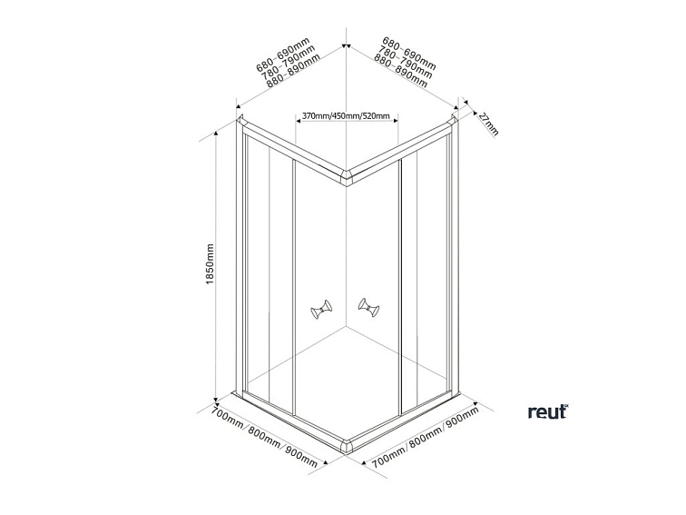 Aqualine ALAIN štvorcová sprchová zástena, 800x800mm, sklo Brick BTQ800
