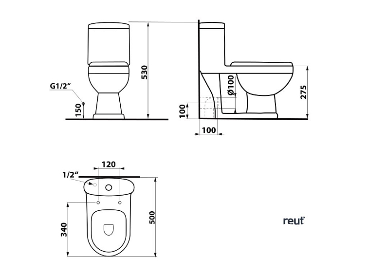 Aqualine PETIT detské WC kombi, zadný/spodný odpad, biela PT520