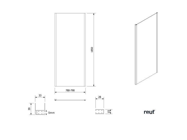 Aqualine AMADEO obdĺžniková sprchová zástena 1200x800mm L/P varianta, sklo Brick BTS120BTP80
