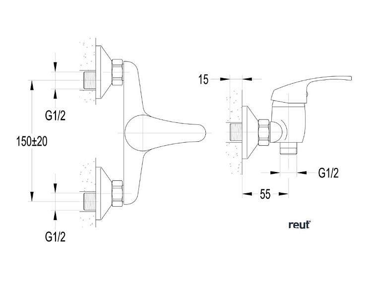 AQUALINE 35 nástenná sprchová batéria, chróm 52126