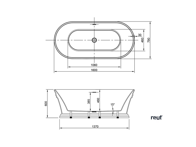 ANTIK AQUALINE ANTIK voľne stojaca vaňa 160x79cm, biela E2679