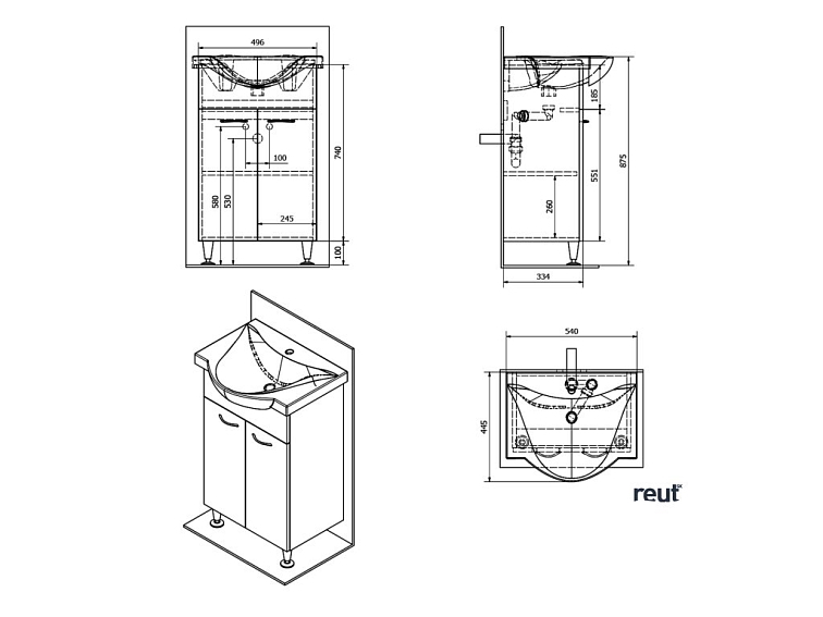 Aqualine KERAMIA FRESH umývadlová skrinka 51,1x74x34cm, dub platin 50058