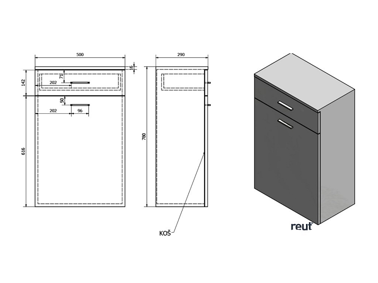 Aqualine ZOJA ZOJA/KERAMIA FRESH skrinka spodná s košom 50x78x29cm, biela 51310