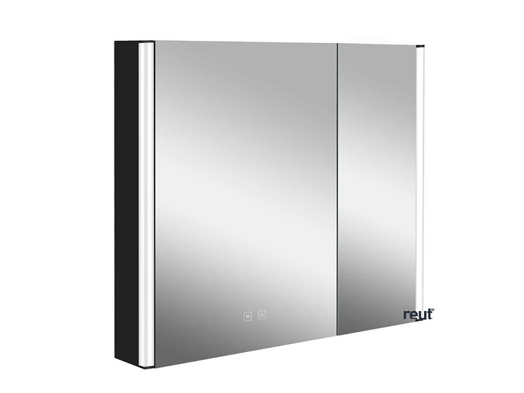 kielle Arkas I Zrkadlová skrinka s LED osvetlením, vyhrievaním a USB portom, 80x70x13 cm, matná čierna 50111814