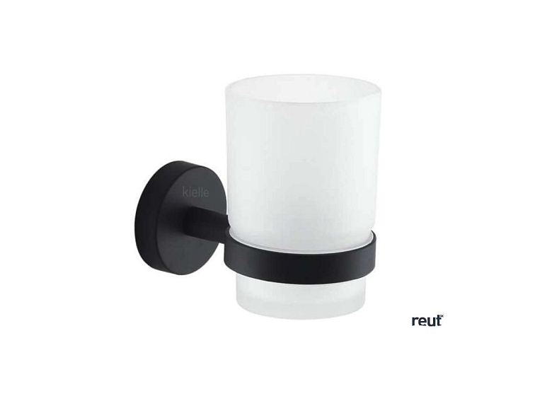 kielle Oudee Pohárik na kefky a pastu s držiakom, matné sklo/matná čierna 40002014