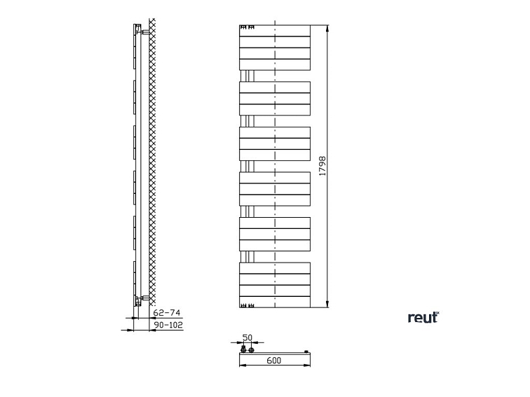 Aqualine MILI vykurovacie teleso 600x1798 mm, biela DC650T