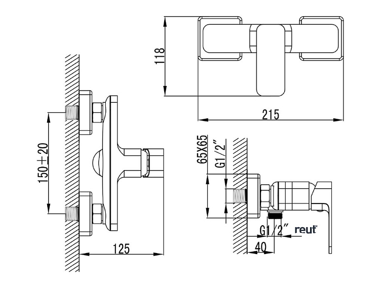 Aqualine FACTOR nástenná sprchová batéria, chróm FC411