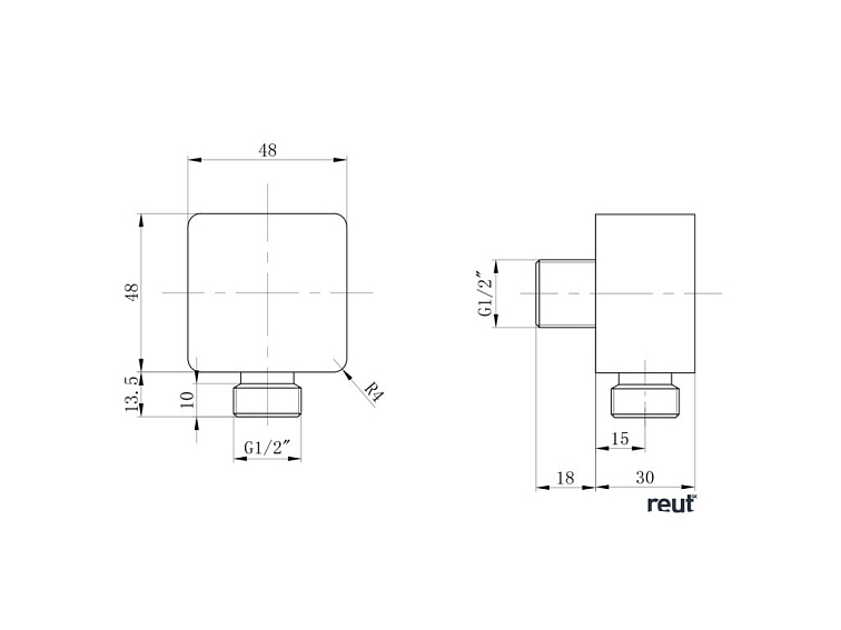 Aqualine Vývod sprchy, 48x48mm, čierna mat SC331B