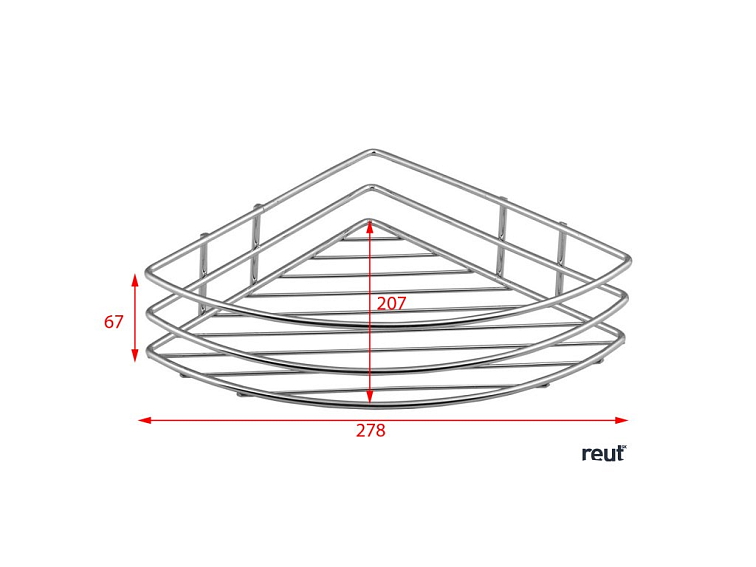 Aqualine Chrom LINE drôtená rohová polica jednoduchá, chróm 37005