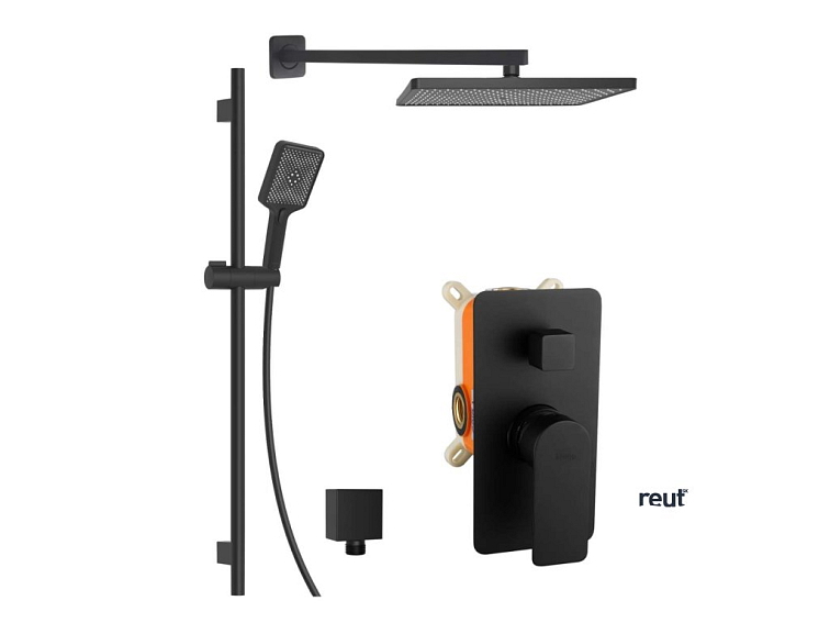 kielle Vega Sprchový set s batériou pod omietku, na 2 spotrebiče, s príslušenstvom a telesom, matná čierna 20618SP14