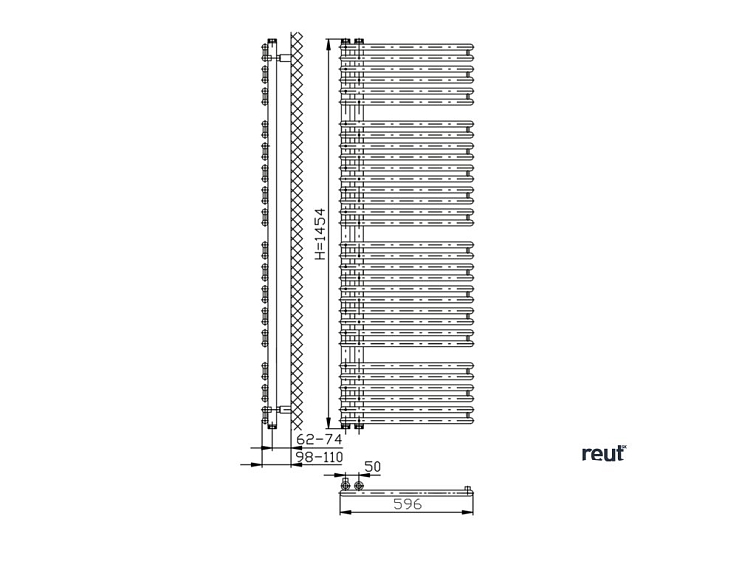 Aqualine TUBINI vykurovacie teleso 596x1454 mm, biela DC320T