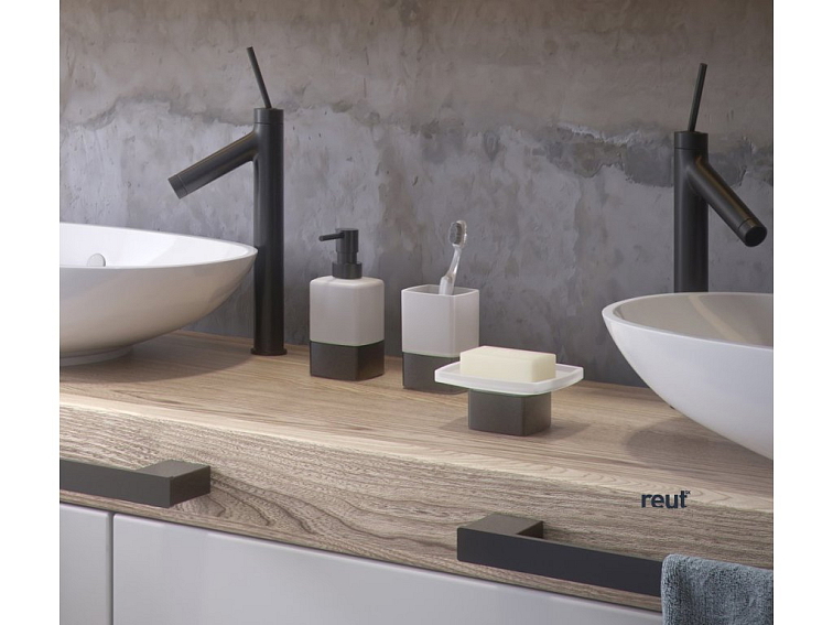 Gedy LOUNGE pohár na postavenie, mliečne sklo, čierny mat 549814