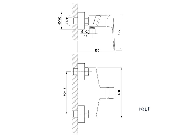 Aqualine RITMO nástenná sprchová batéria, chróm RT011