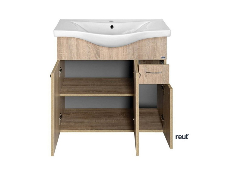 Aqualine KERAMIA FRESH umývadlová skrinka 74,5x74x34,7cm, dub platin 50083