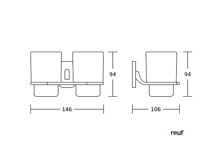 Aqualine RUMBA dvojitý držiak pohárov, mliečne sklo, chróm RB105