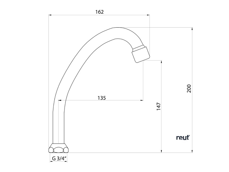 Aqualine Univerzálne výtokové ramienko k batérii, 135mm, typ-J, chróm 15J130