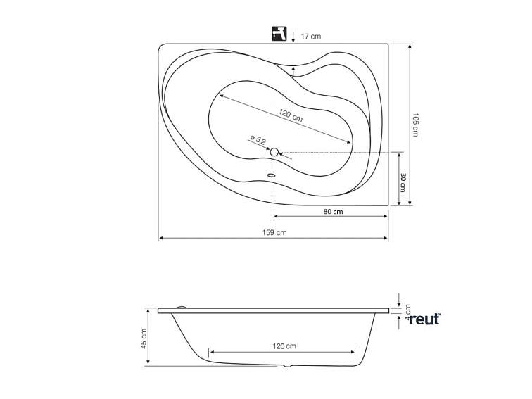 Aqualine CIDLINA vaňa 160x105x45cm, pravá, biela G3614