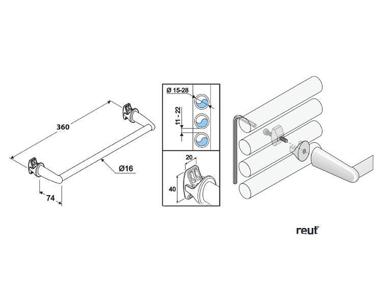 Aqualine Sušiak uterákov na vykurovacie telesá 36cm, rovný, biela IDR-40