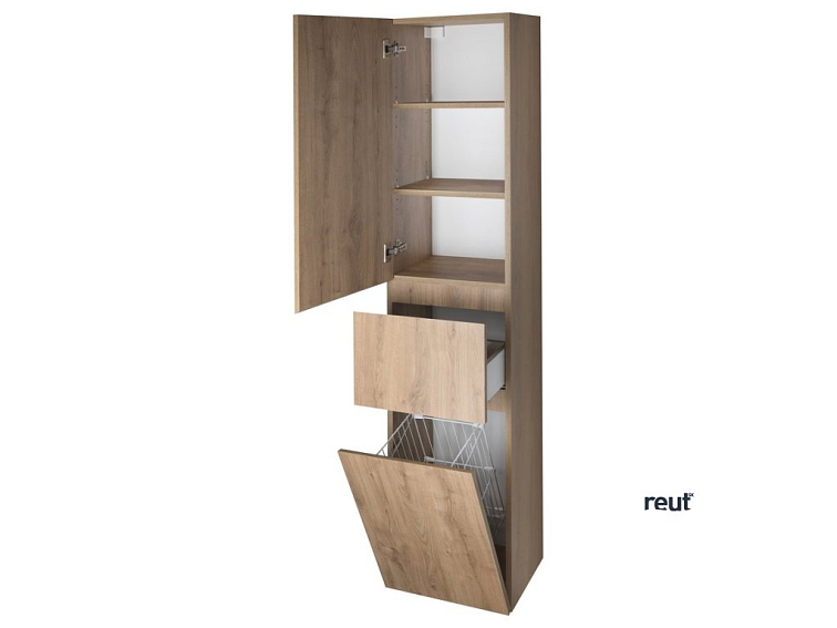 Aqualine ALTAIR vysoká skrinka s košom 40x184x31cm, dub emporio AI485L