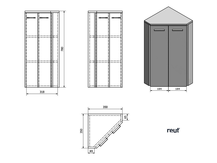 Aqualine ZOJA/KERAMIA FRESH skrinka rohová 35x78x35cm, dub platin 50323