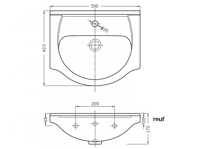 Aqualine SIMPLEX ECO 50 umývadlová skrinka vrátane umývadla 47x83,5x29cm SIME500