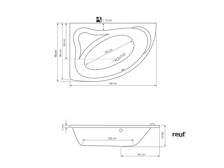 Aqualine ORAVA vaňa 150x90x38cm, ľavá, biela G1590