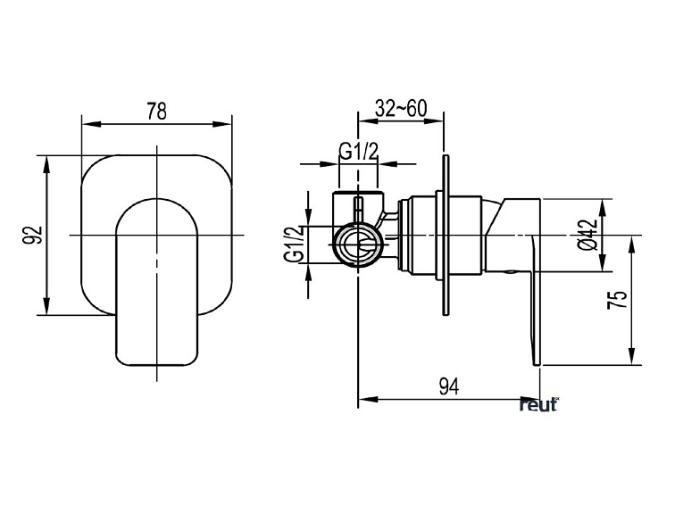 Aqualine DAPHNE podomietková sprchová batéria, 1 výstup, chróm DH841