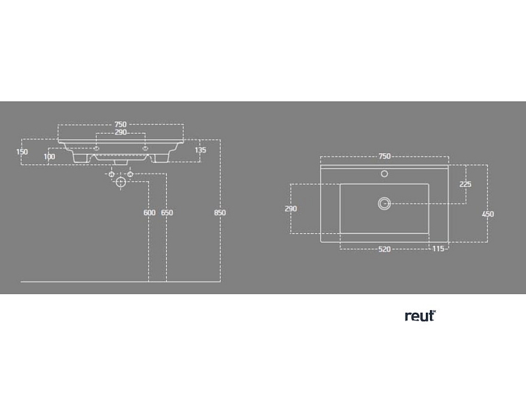 Aqualine ZUNO 75 keramické umývadlo nábytkové 75x45cm, biela 9075