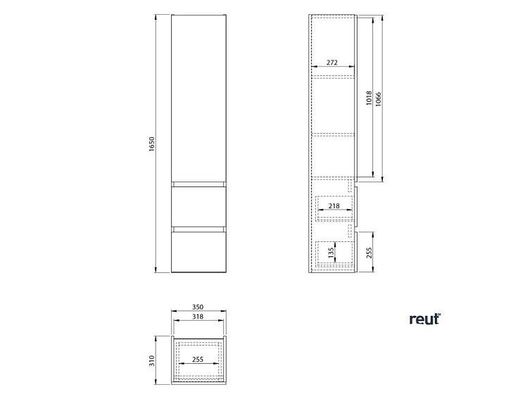 Aqualine PANEDA skrinka vysoká 35x165x31cm, biela, ľavá/pravá PN165