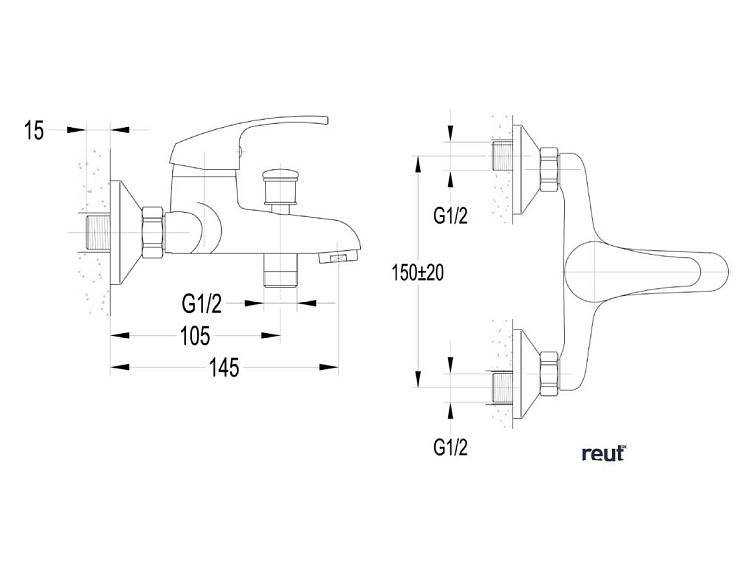 AQUALINE 35 nástenná vaňová batéria, chróm 52118