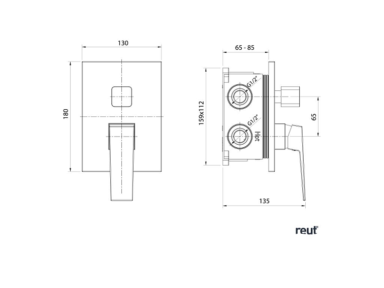 Aqualine RITMO podomietková sprchová batéria, box, 2 výstupy, chróm RT042